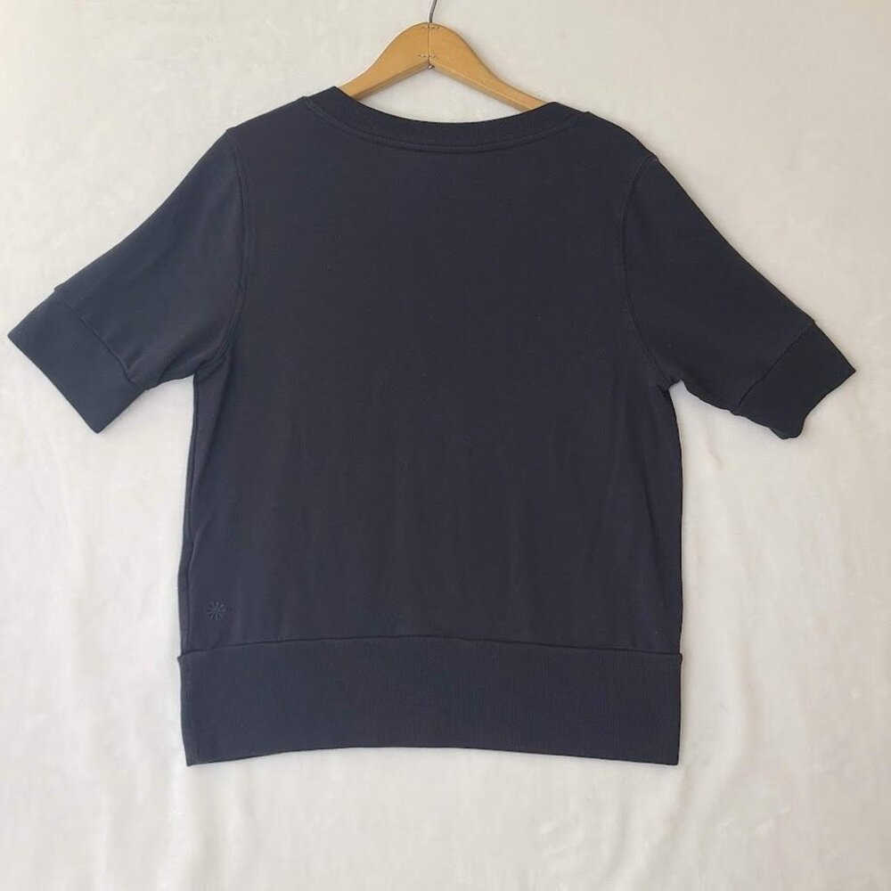 Athleta Womens Black Short-Sleeve V-Neck Tencel Modal Blend Top Size M - Picture 2 of 10